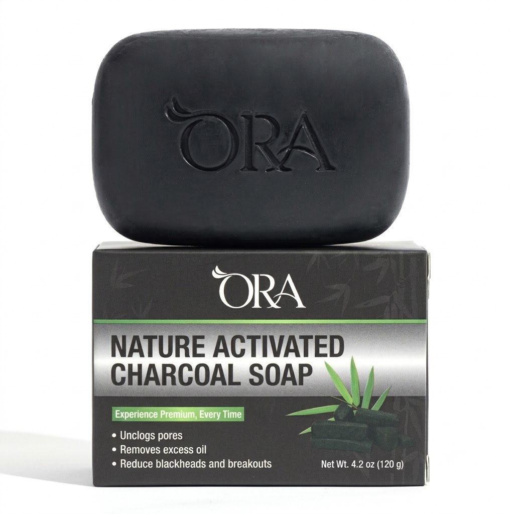 ORA Activated Charcoal Premium Soap Bar – 4.2oz