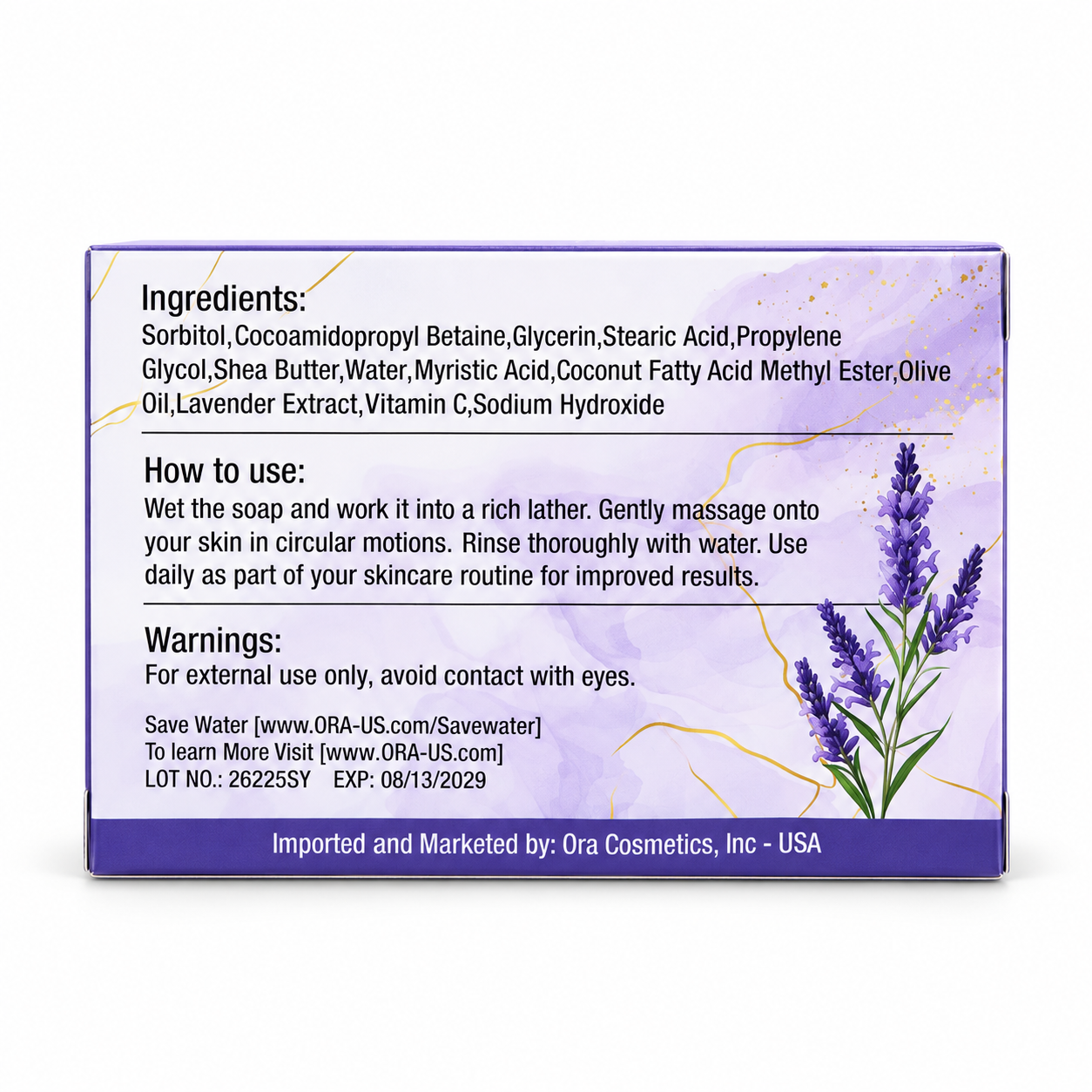 ORA Lavender Premium Soap Bar Pack of 4 Bars - Image 5