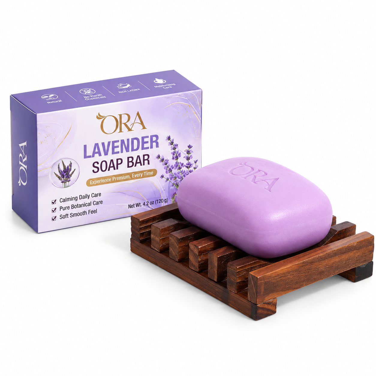 ORA Lavender Premium Soap Bar Pack of 4 Bars - Image 10