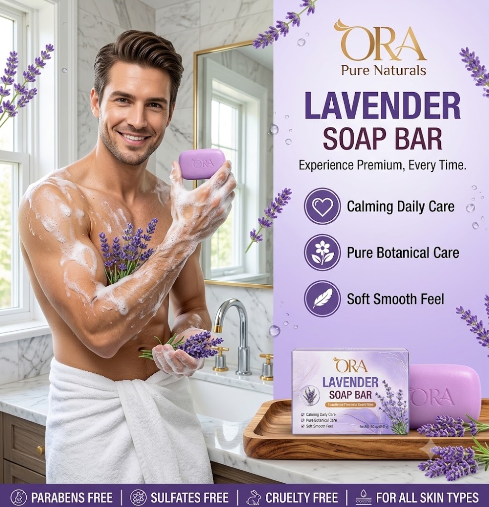 ORA Lavender Premium Soap Bar Pack of 4 Bars - Image 13