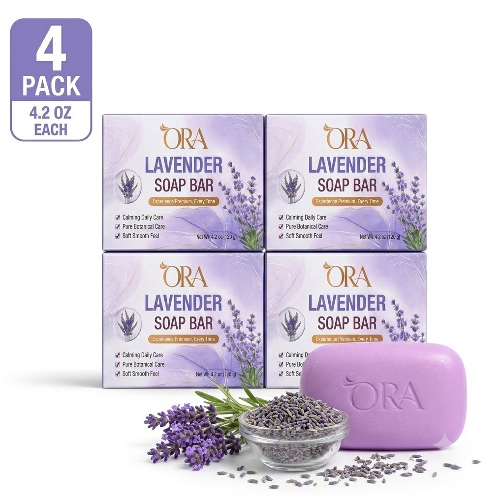 ORA Lavender Premium Soap Bar Pack of 4 Bars - Image 2