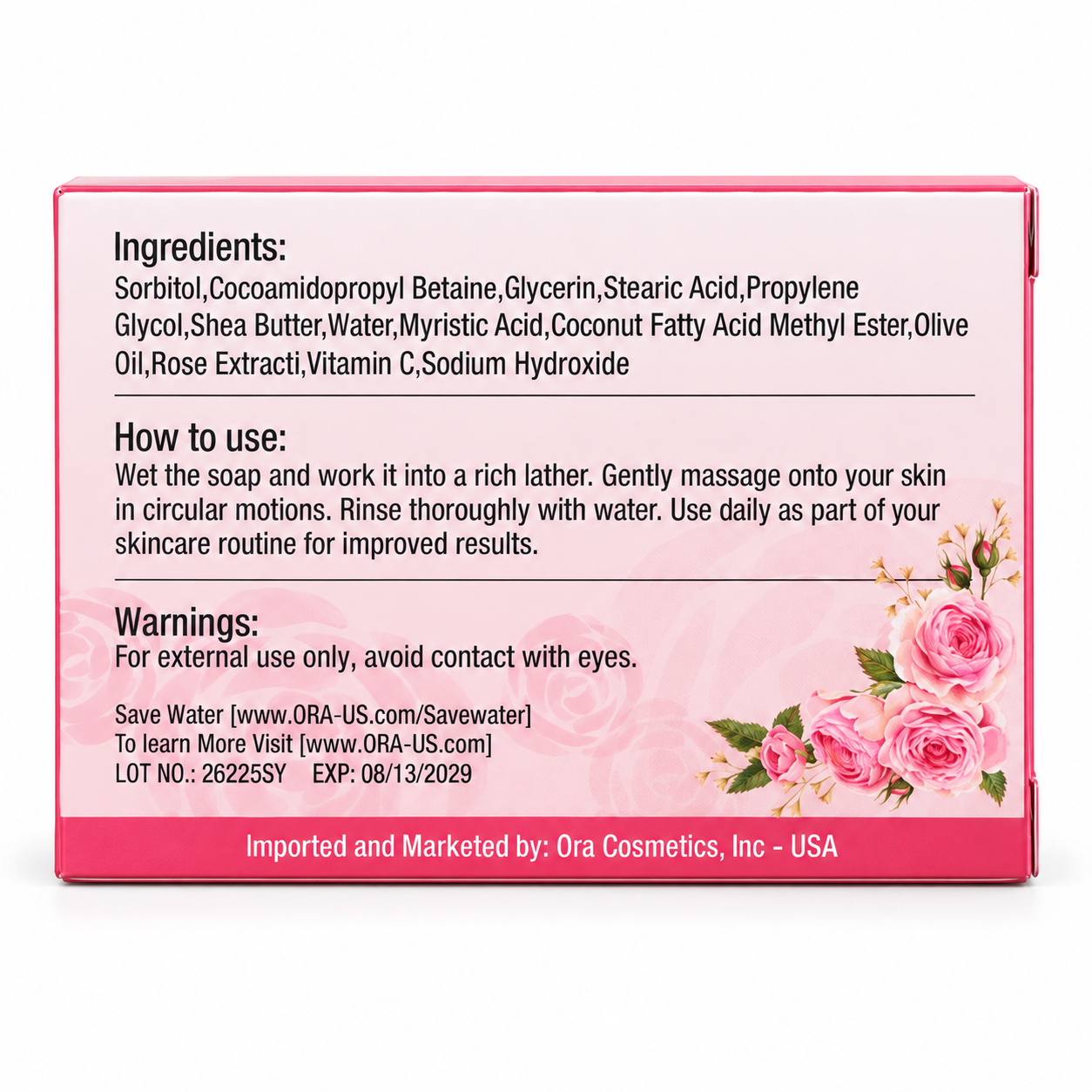 ORA Rose Premium Soap Bar Pack of 4 Bars - Image 3