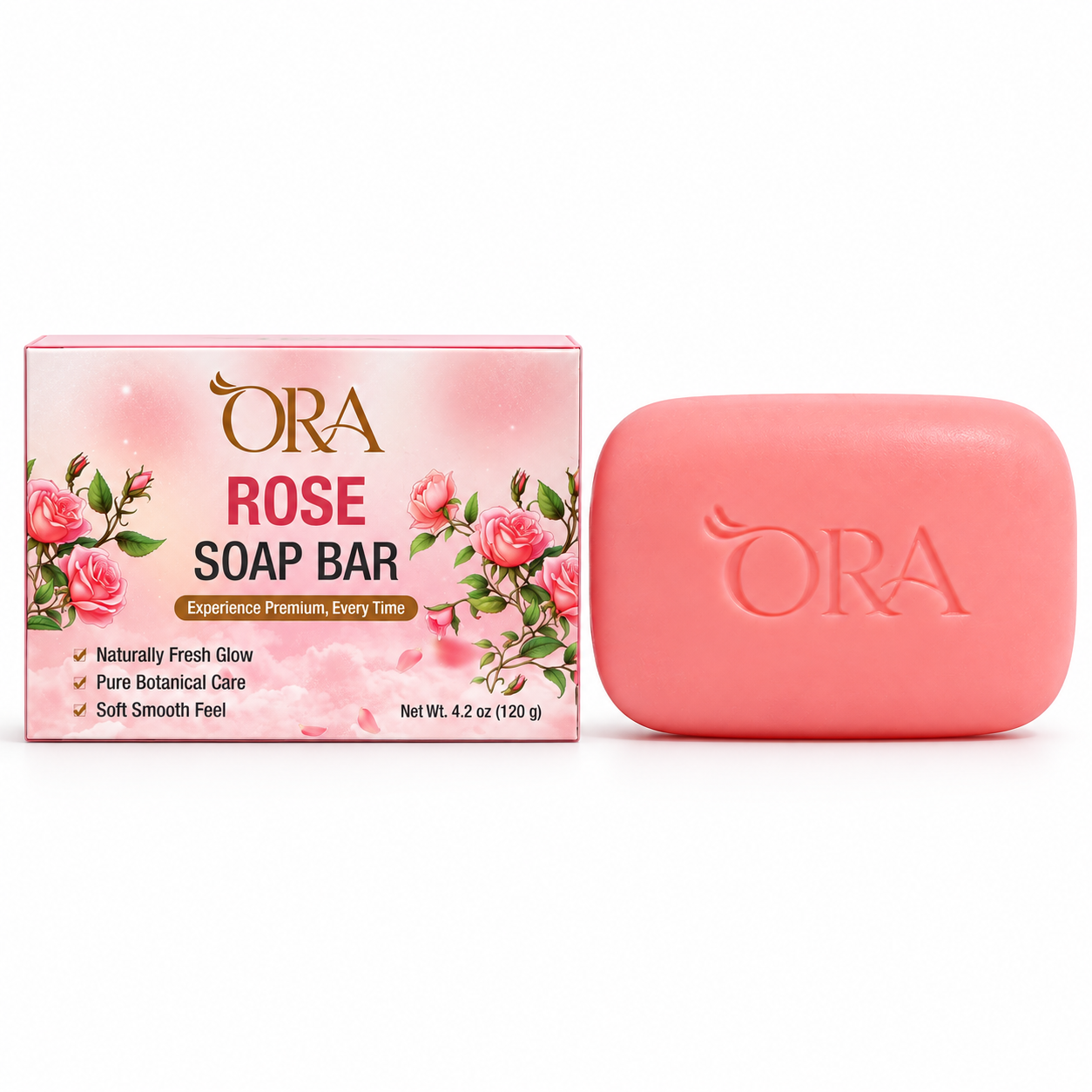 ORA Rose Premium Soap Bar Pack of 4 Bars - Image 4