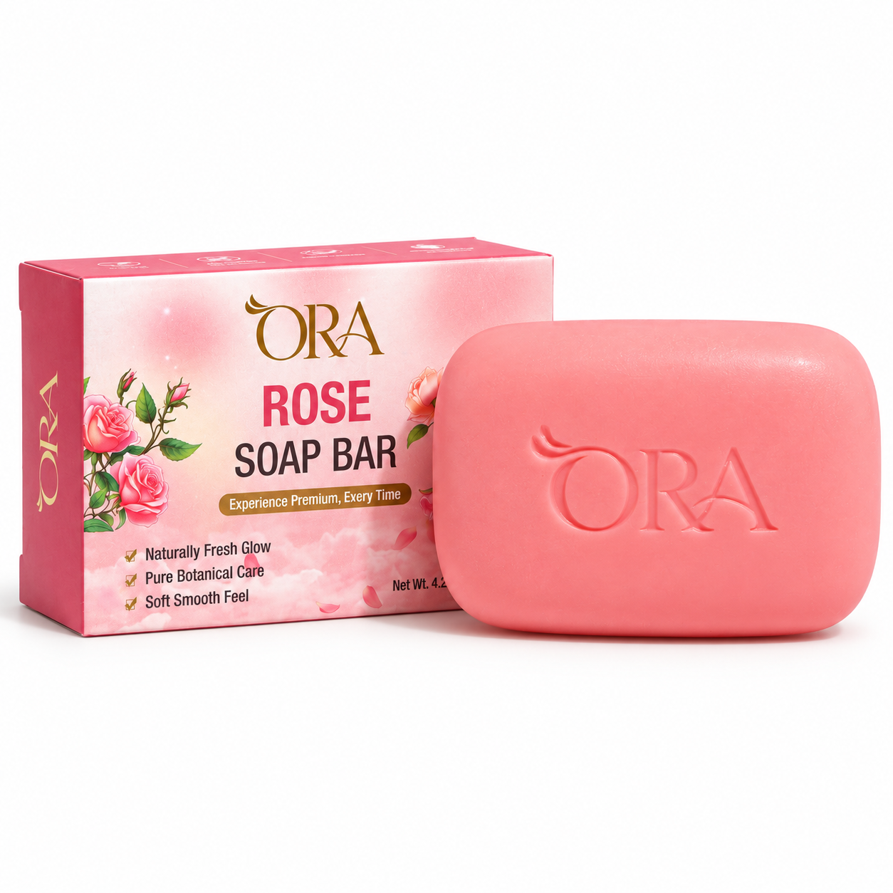 ORA Rose Premium Soap Bar Pack of 4 Bars - Image 5