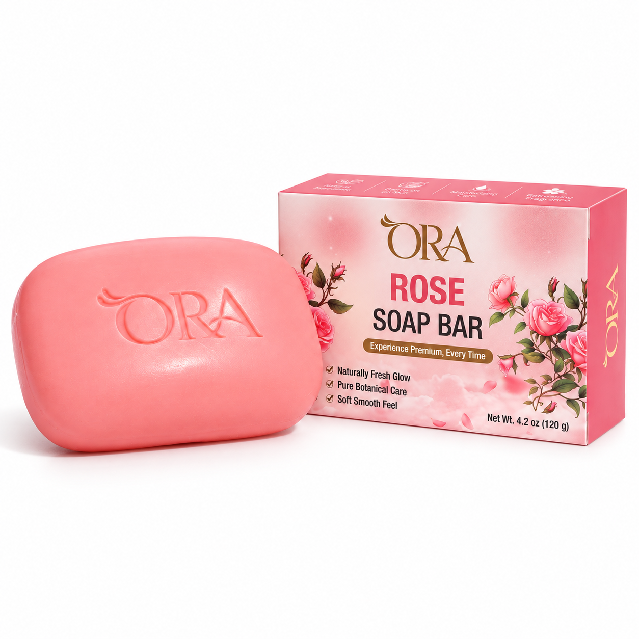 ORA Rose Premium Soap Bar Pack of 4 Bars - Image 7