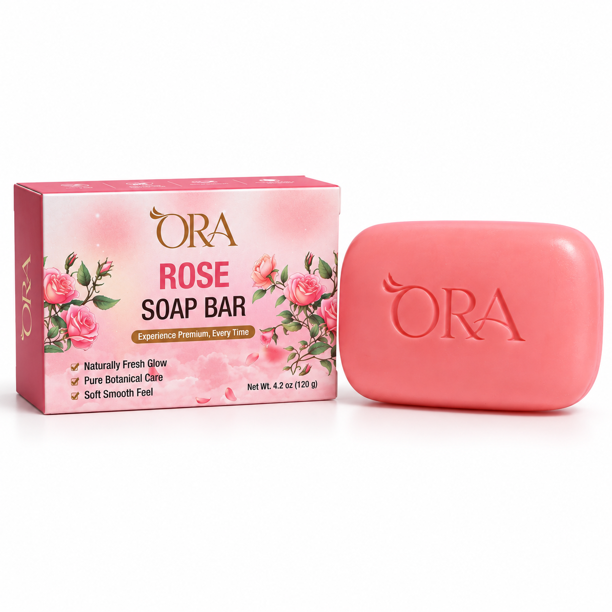 ORA Rose Premium Soap Bar Pack of 4 Bars - Image 9