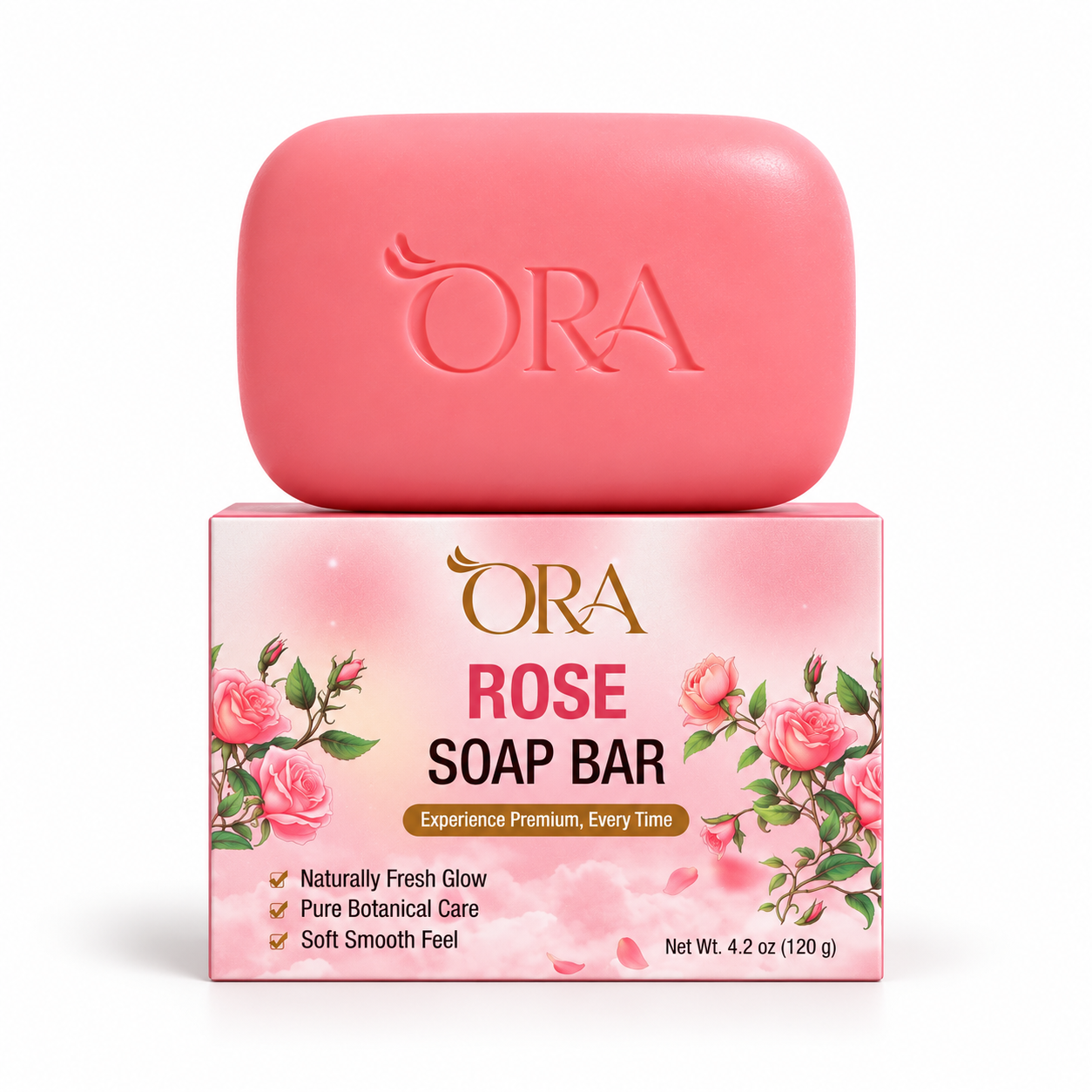 ORA Rose Premium Soap Bar Pack of 4 Bars