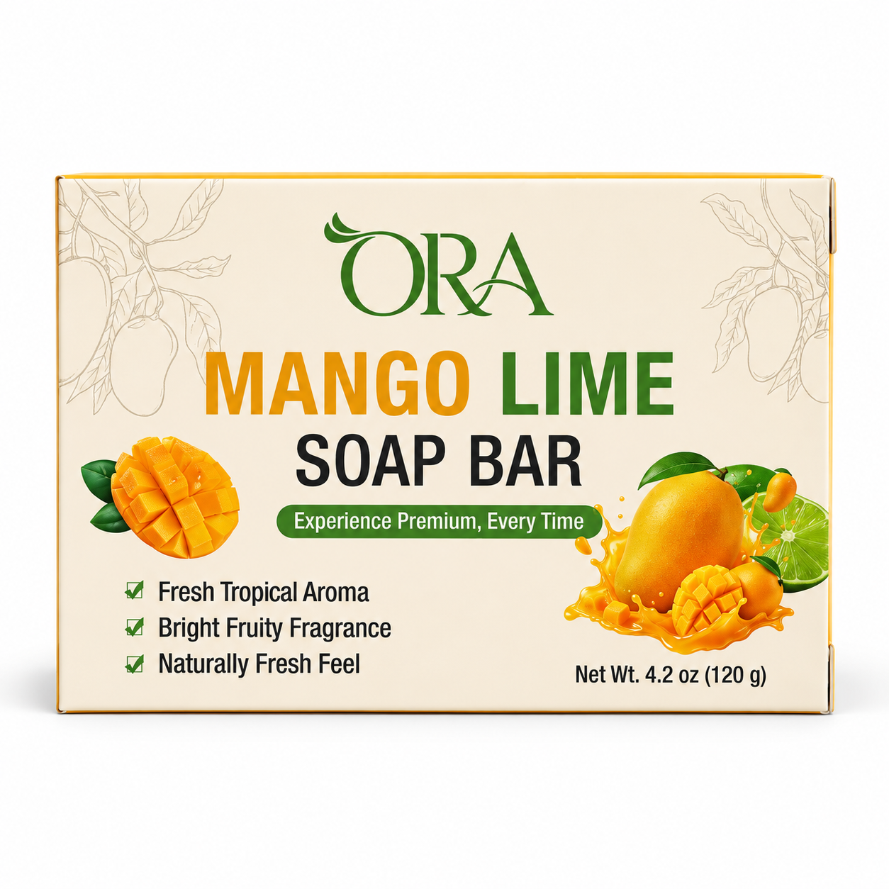 ORA Mango Lime Premium Soap Bar Pack of 4 Bars - Image 2