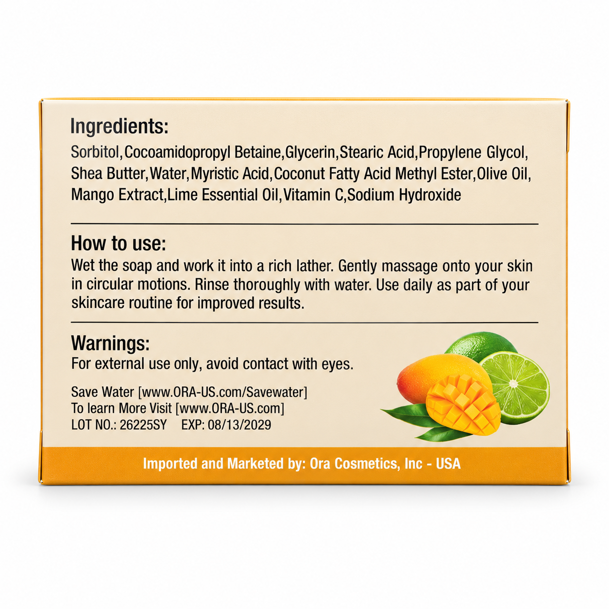 ORA Mango Lime Premium Soap Bar Pack of 4 Bars - Image 3