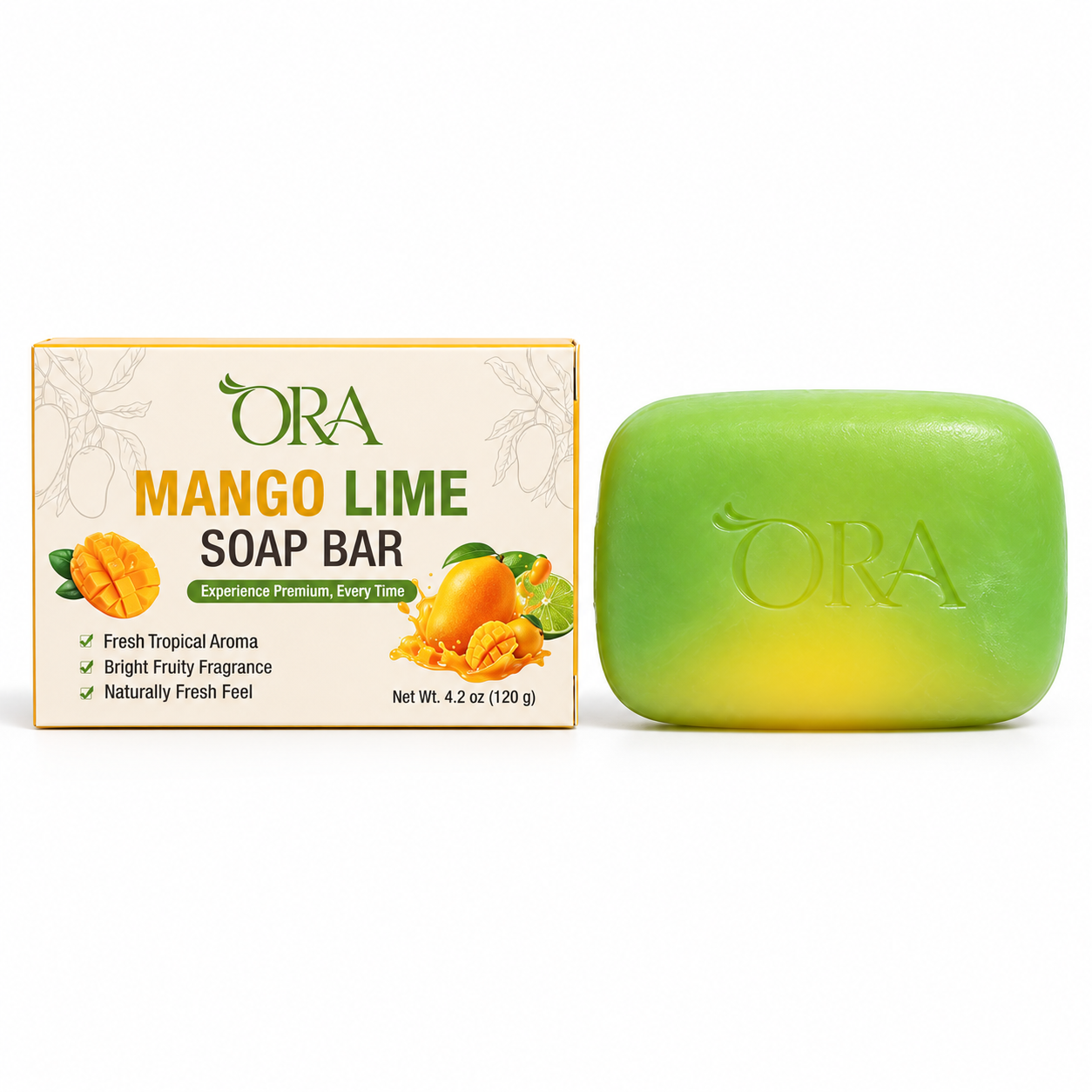 ORA Mango Lime Premium Soap Bar Pack of 4 Bars - Image 4