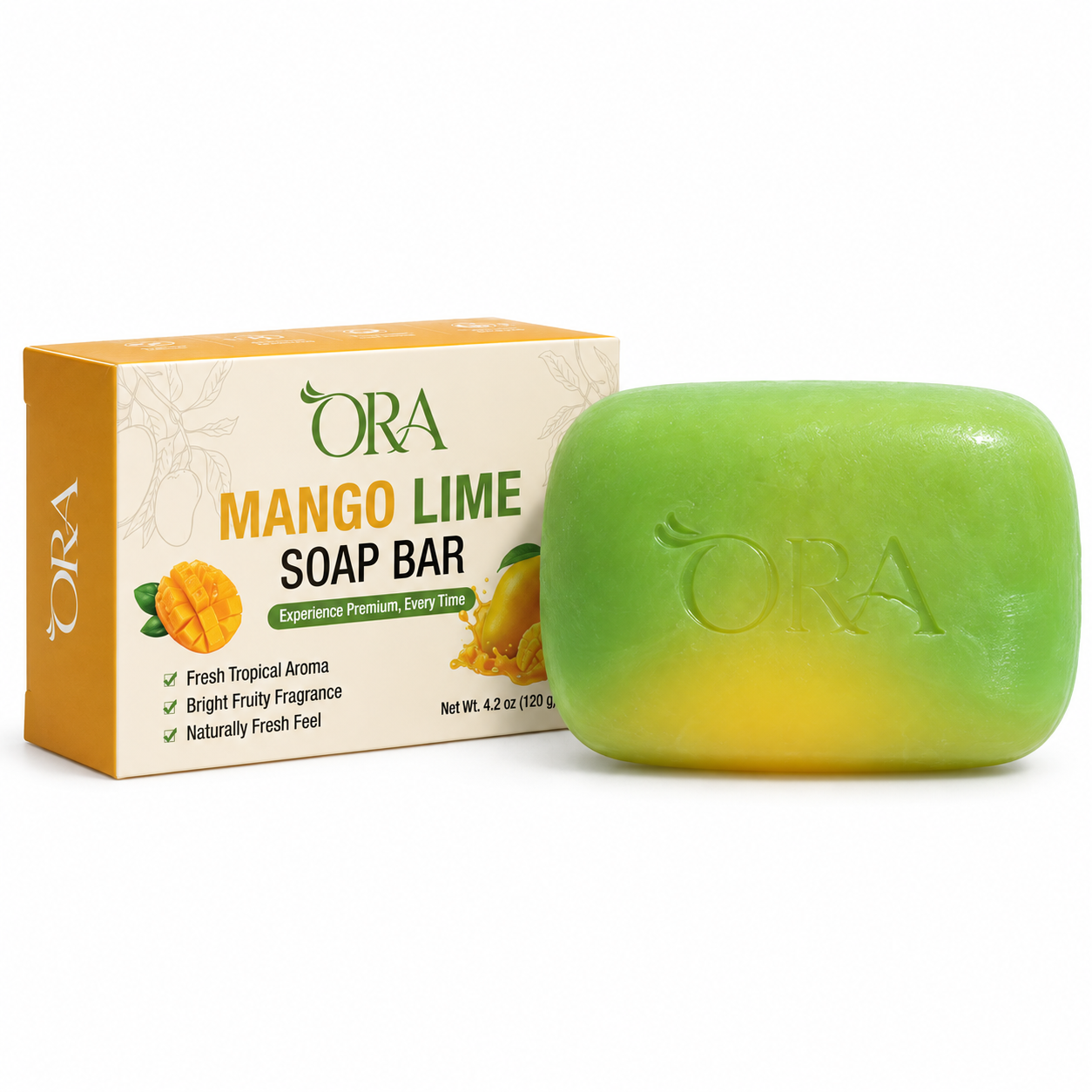 ORA Mango Lime Premium Soap Bar Pack of 4 Bars - Image 5