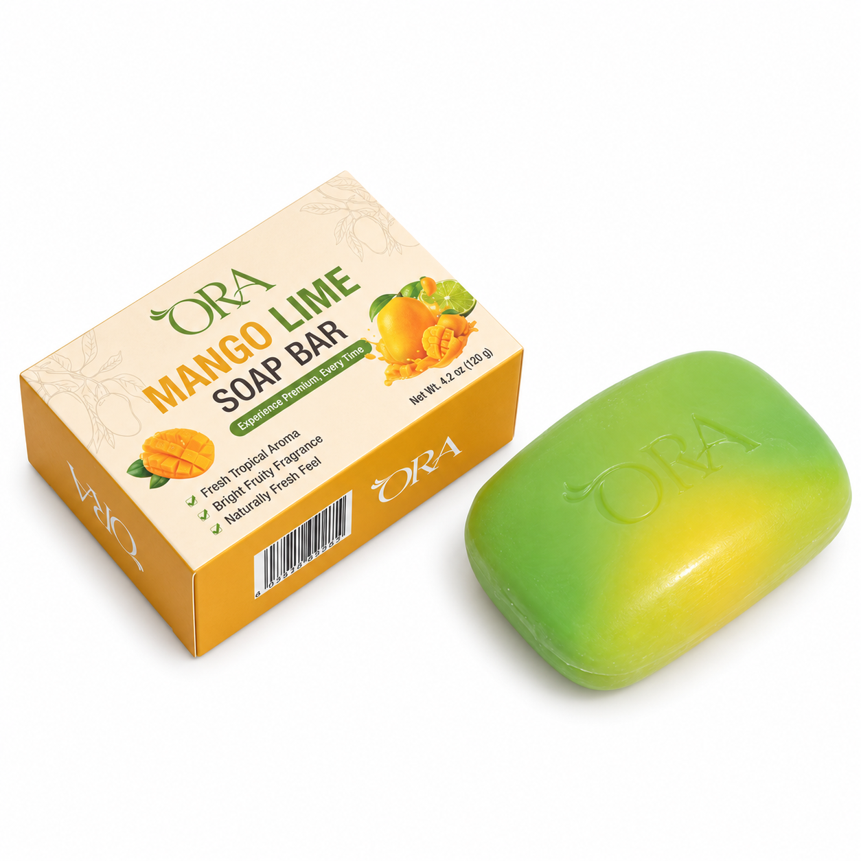 ORA Mango Lime Premium Soap Bar Pack of 4 Bars - Image 6