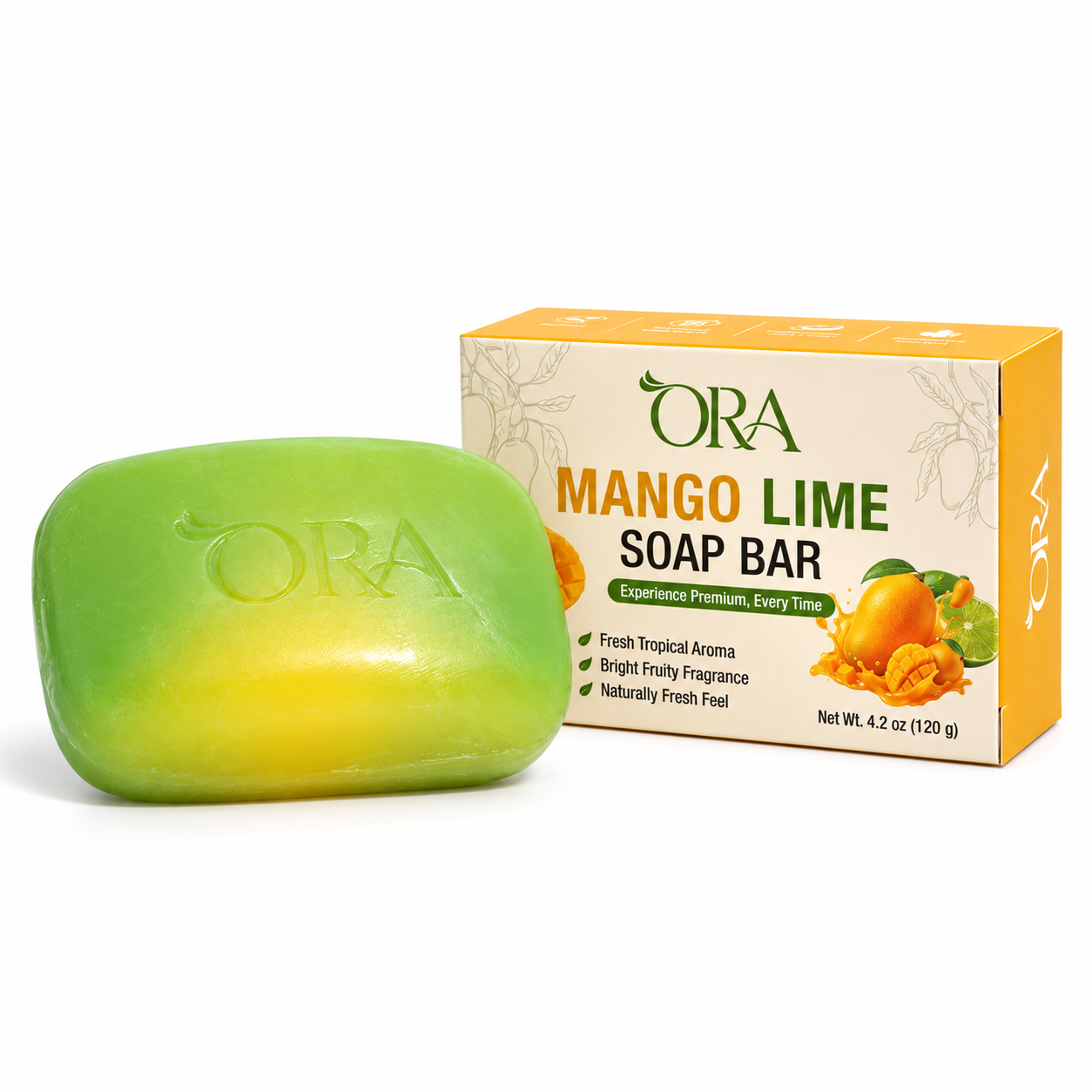 ORA Mango Lime Premium Soap Bar Pack of 4 Bars - Image 7