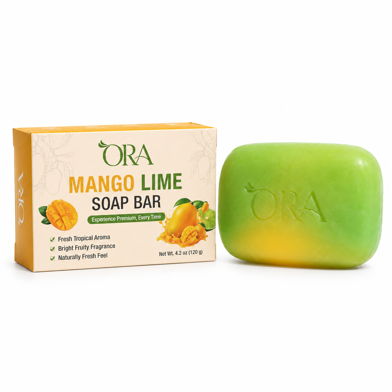 ORA Mango Lime Premium Soap Bar Pack of 4 Bars - Image 9