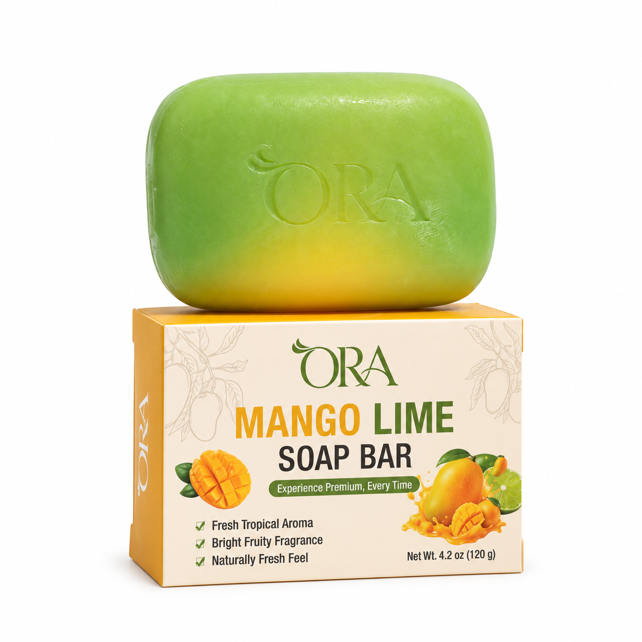 ORA Mango Lime Premium Soap Bar Pack of 4 Bars - Image 10