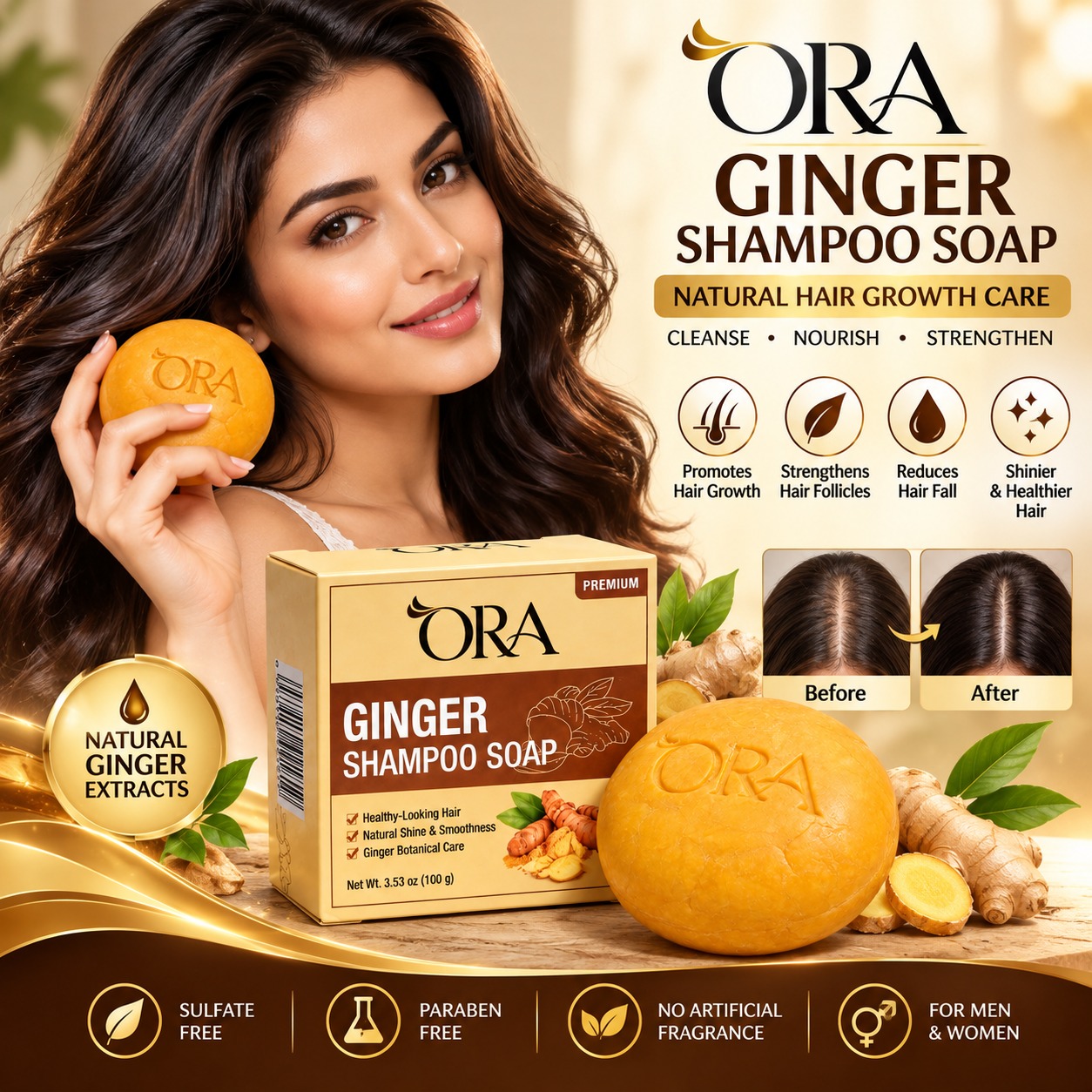 ORA Ginger Premium Shampoo Soap Bar - Image 3